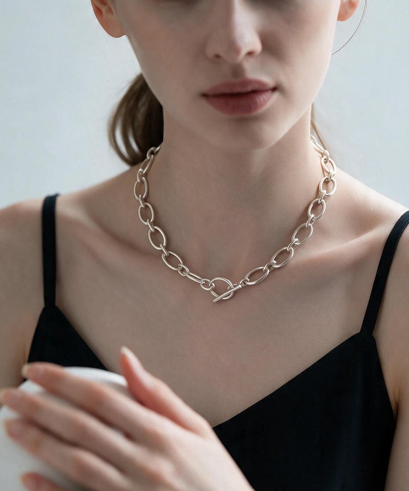 ネックレス レディース シンプル チェーンネックレス 太め シルバー925 大ぶり チョーカー【CARCHE カルチェ】金属アレルギー 安心 ジュエリー アクセサリー 地金
