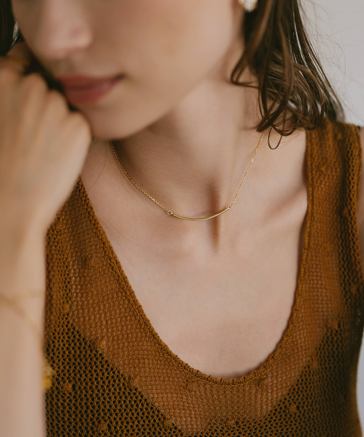 Silver925 Smile Line Bar Necklace TIGO-NK -ティゴ- | Ops.(オプス