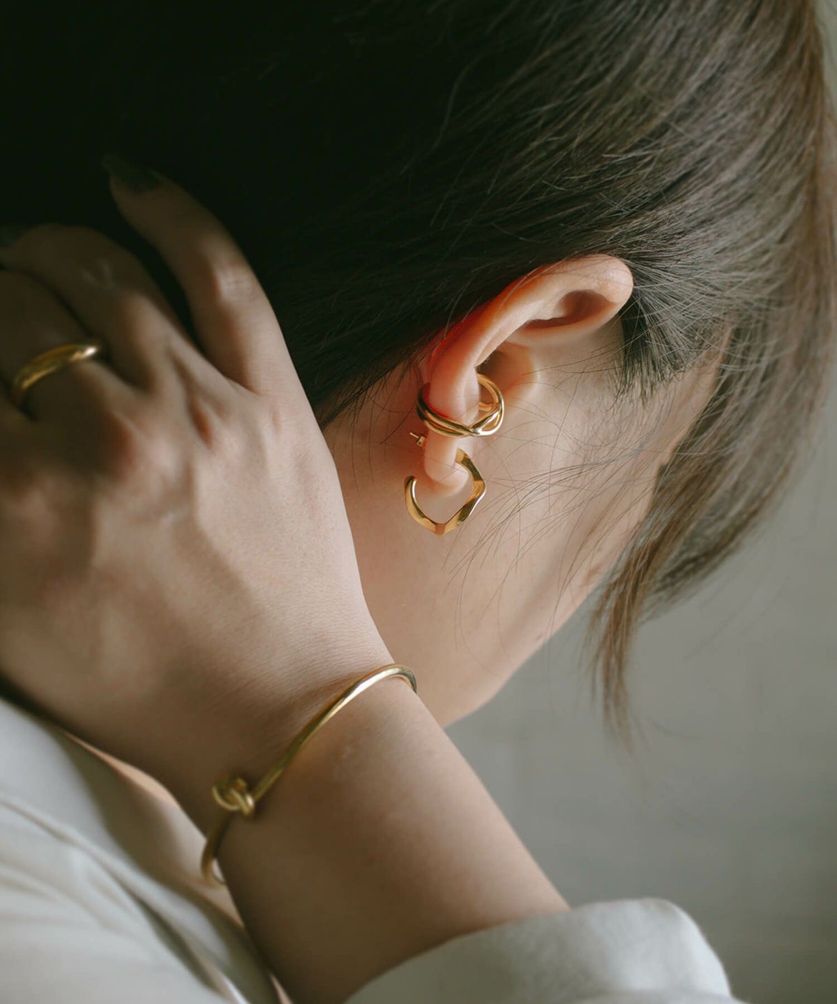 【訳ありアウトレット品】★通常価格→アウトレット価格 ピンキーリング イヤーカフ 大ぶり レディース シンプル シルバー925 イヤカフ イヤーカフス ノンホールピアス ピアリング 【XIRA エクシラ】 18k ゴールド仕上げ イヤリング Silver925 金属アレルギー対応 片耳用