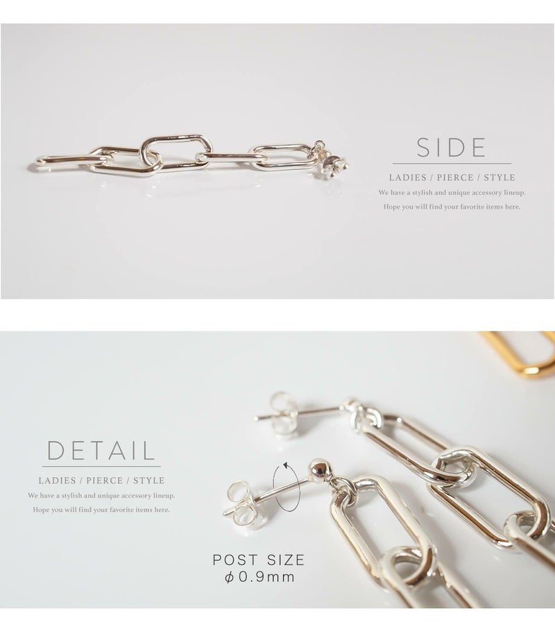 silver925 925silver シルバー925 ピアス シルバー925 チェーンピアス 金属アレルギー対応 ゴールドピアス 大ぶり チェーンピアス 揺れる