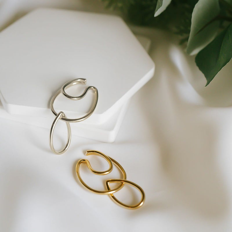 イヤーカフ 大ぶり レディース 金属アレルギー対応 シンプル シルバー925 イヤカフ イヤーカフス ノンホールピアス ピアリング 大きめ 18k ゴールド仕上げ イヤリング Silver925 片耳用 ピアス カジュアル おしゃれ ブランド