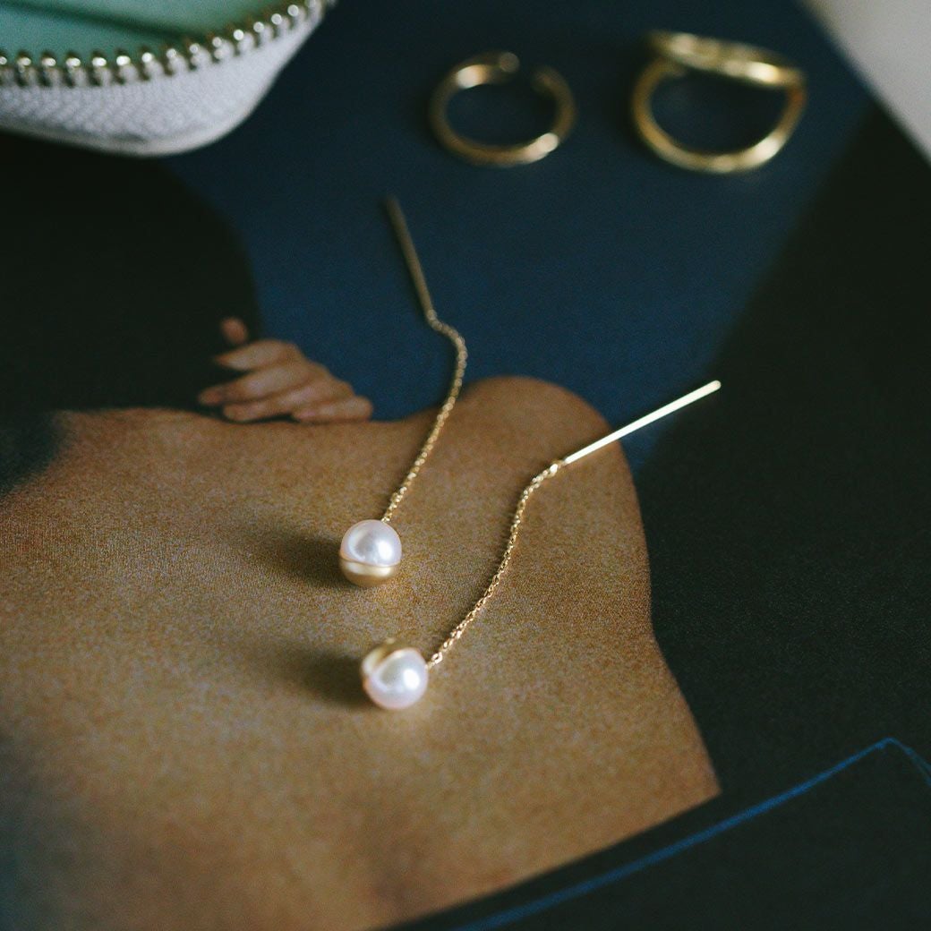 Elegant Pearl Chain Earrings PRENDOR-HAPA -プレドールハパ- | Ops