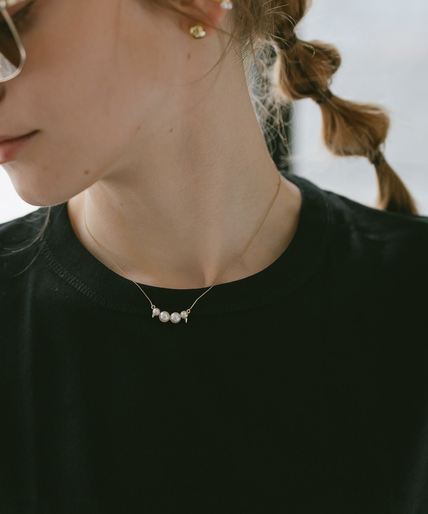 K10 Spike Studs Pearl Necklace QUATLUNE -カトルネ- | Ops.(オプス