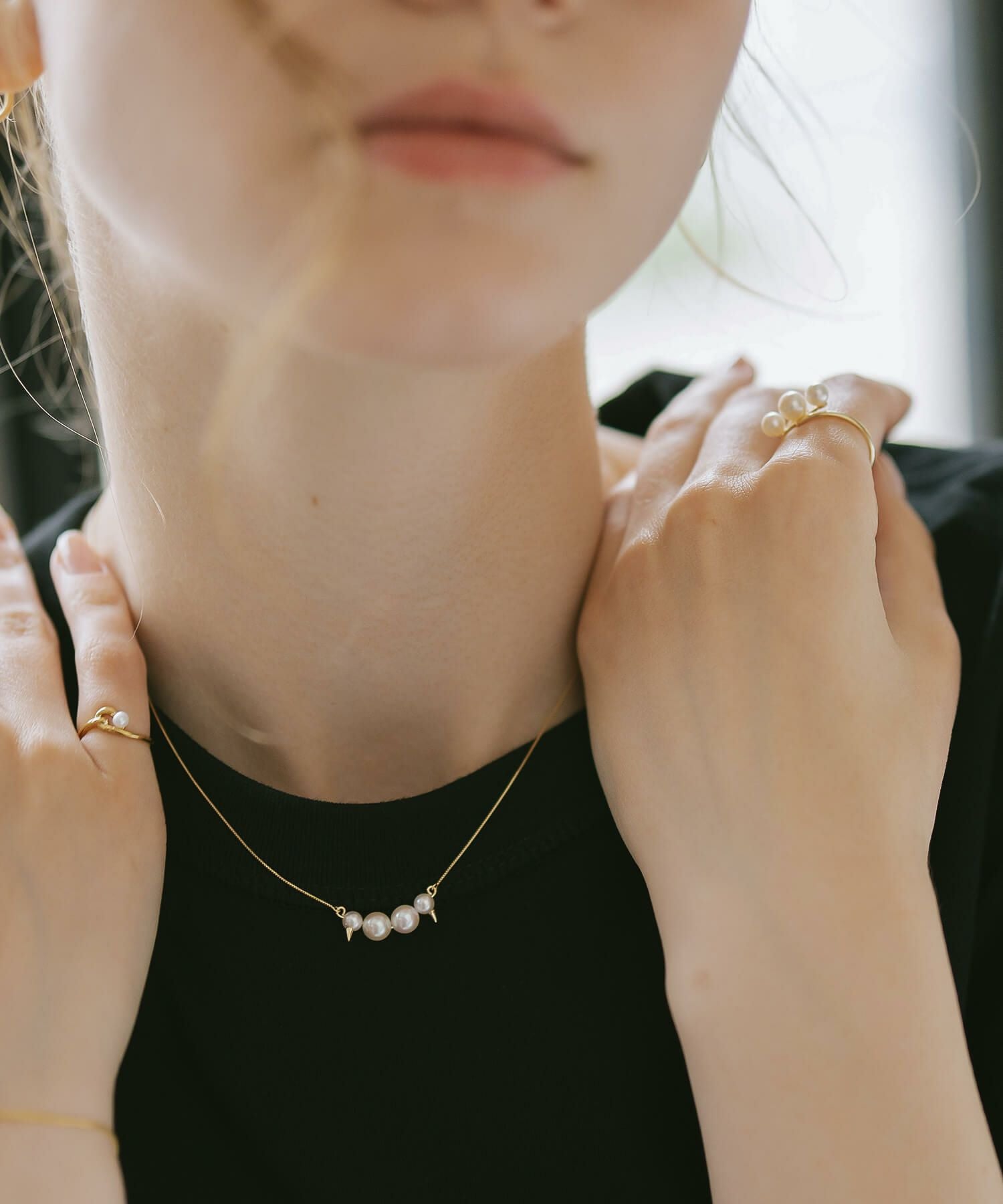 K10 Spike Studs Pearl Necklace QUATLUNE -カトルネ- | Ops.(オプス