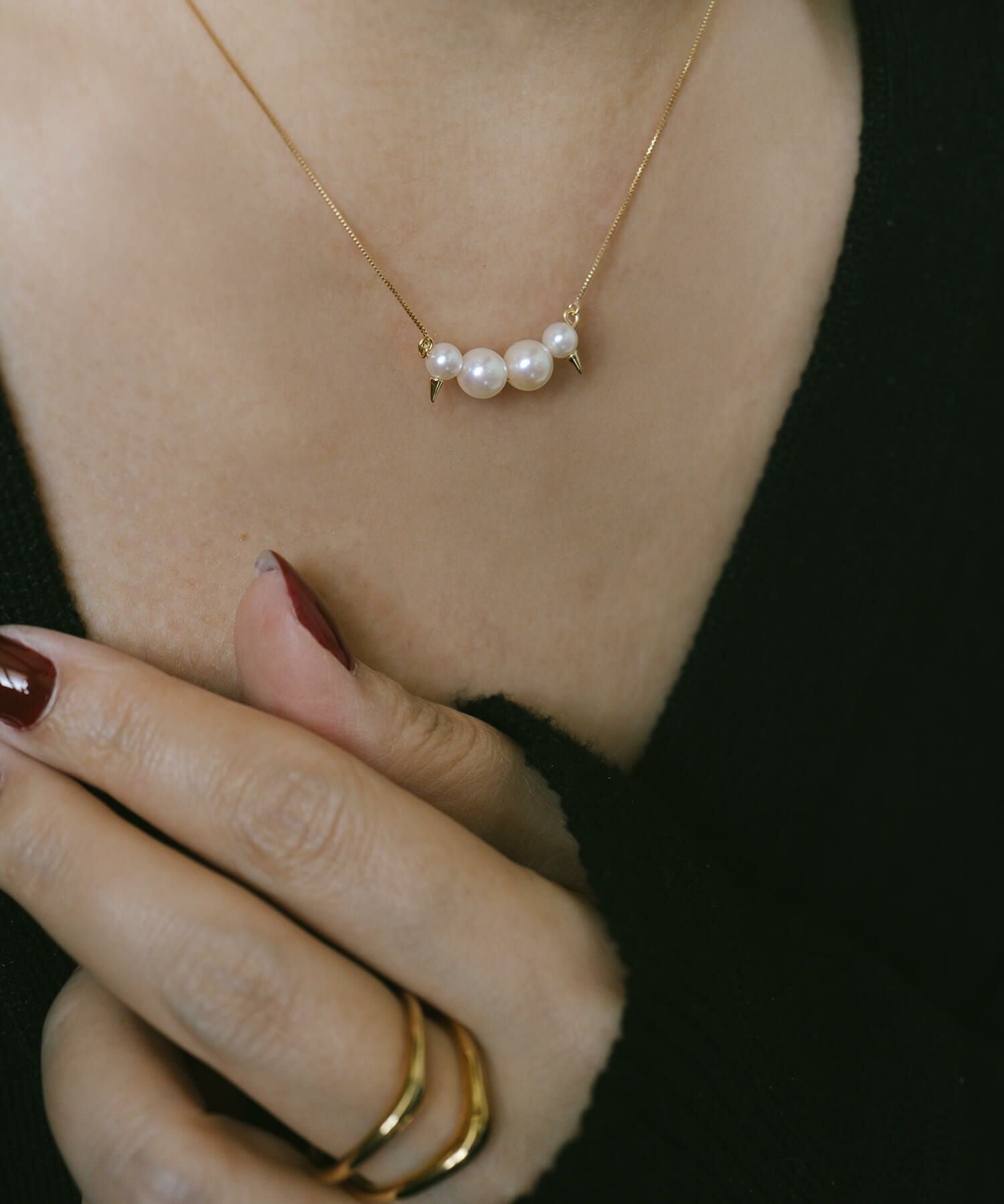 K10 Spike Studs Pearl Necklace QUATLUNE -カトルネ- | Ops.(オプス