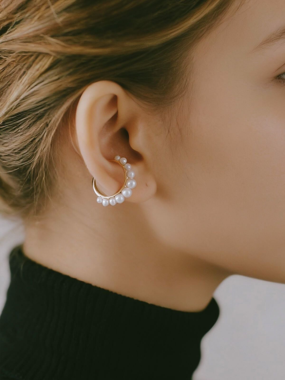 k10 arpege パール装飾　イヤーカフ　ピアス K10 Tambourine Pearl Earcuff PANDERETTA -パンデレッタ- | Ops