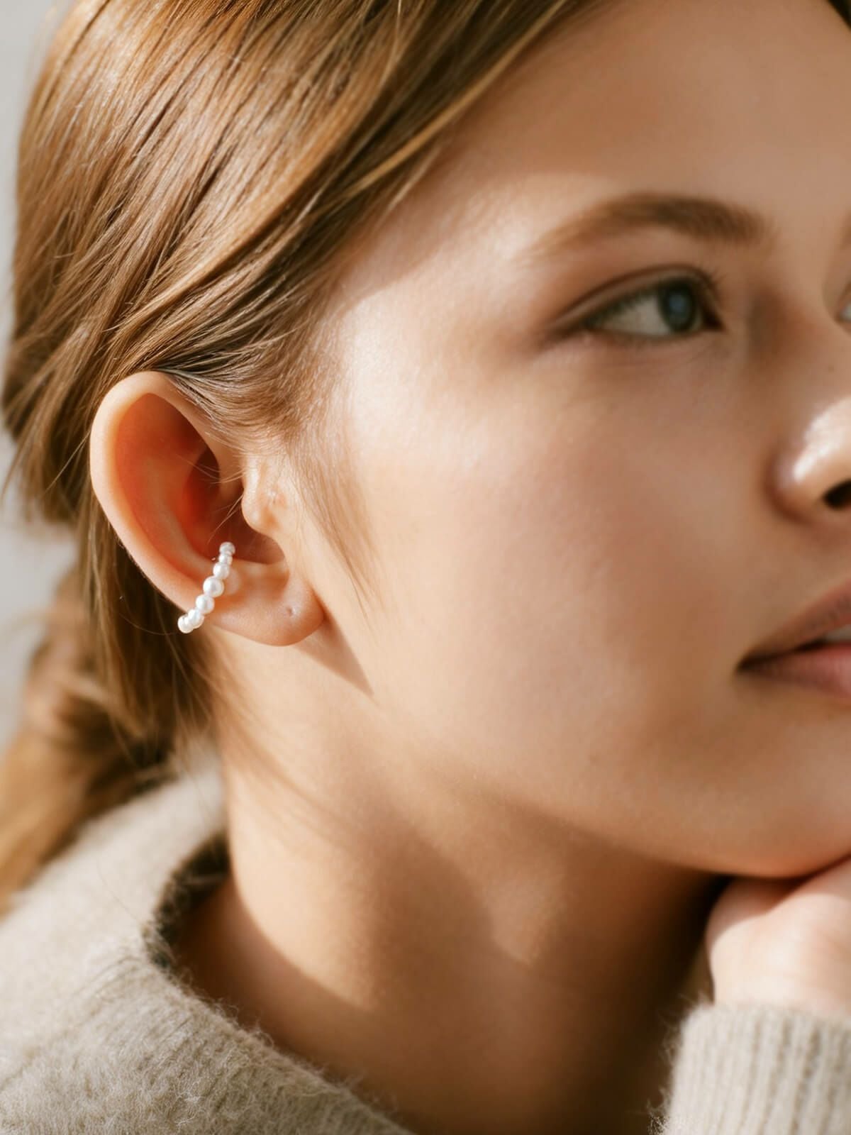 k10 arpege パール装飾　イヤーカフ　ピアス K10 Tambourine Pearl Earcuff PANDERETTA -パンデレッタ- | Ops