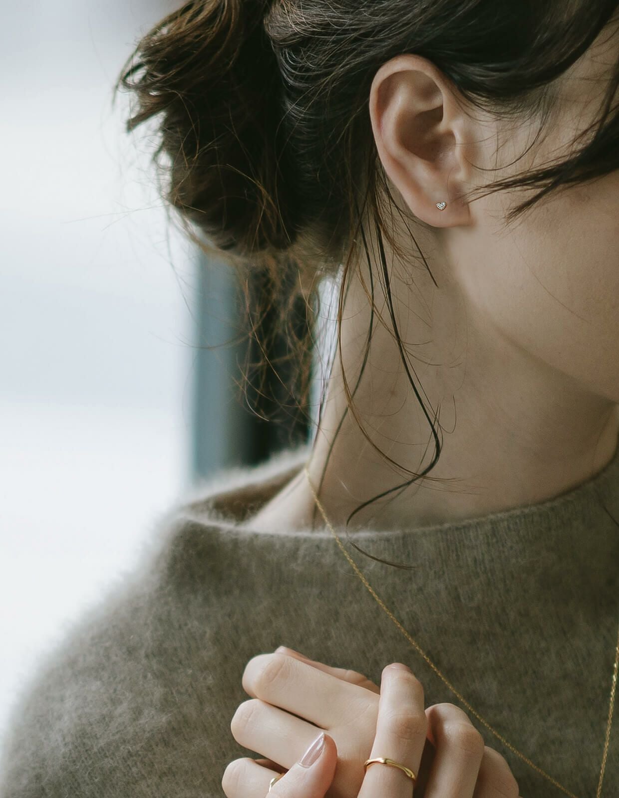 Tiny Diamond Motif Gold Necklace MELE NK -メレネックレス- | Ops