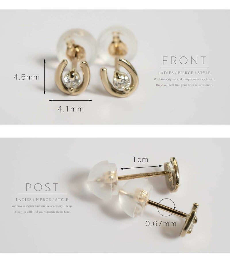 送料無料 ギフトラッピング プレゼント ギフト 誕生日 k10 ピアス 馬蹄 ピヤス 10k ピアス つけっぱなし 小さめ 天然ダイヤ 0.03ct ホースシュー レディース ゴールド 10金 金属アレルギー 対応 レディース ジュエリー アクセサリー ピアス キャッチ k10 ダイヤモンド スキンジュエリー