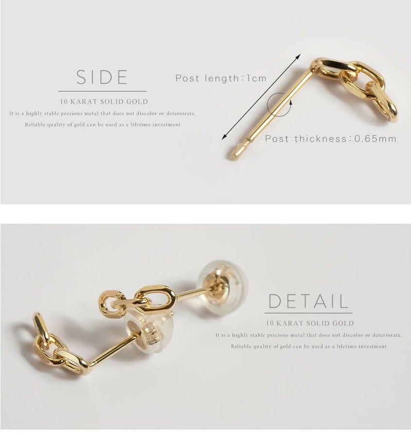 チェーン ピアス 金属アレルギー対応 キャッチ 【KATENA  pierce カテナ】 ピアス 小さい ゴールド レディース シンプル 小ぶり 華奢 細い 10金 k10 10k 日本製 ピアス メンズ チェーンピアス イエローゴールド