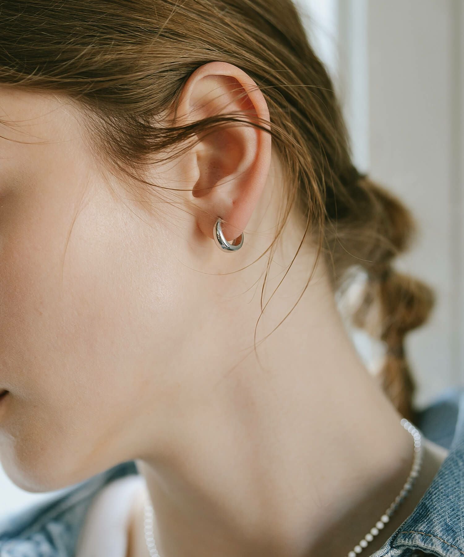 小ぶり フープピアス 【kyklos-moon キクロス・ムーン】 シルバー925