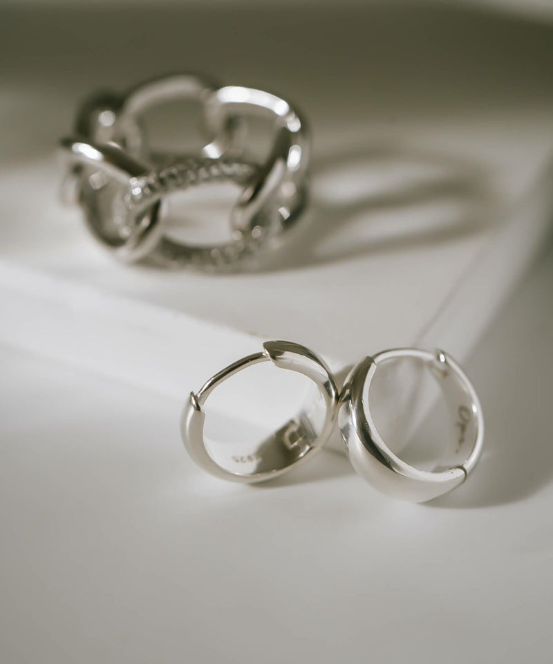 金属アレルギー対応ピアスフープ小さめ【kyklos-moonキクロス・ムーン】中折れ式シルバー925フープピアス18K仕上げシルバーピアスゴールドk18小ぶりピアスSilver92518金ニッケルフリーピアスシンプルレディース