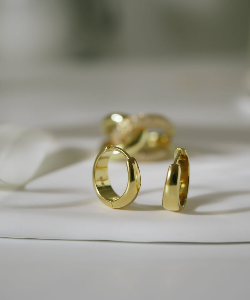 金属アレルギー対応ピアスフープ小さめ【kyklos-moonキクロス・ムーン】中折れ式シルバー925フープピアス18K仕上げシルバーピアスゴールドk18小ぶりピアスSilver92518金ニッケルフリーピアスシンプルレディース