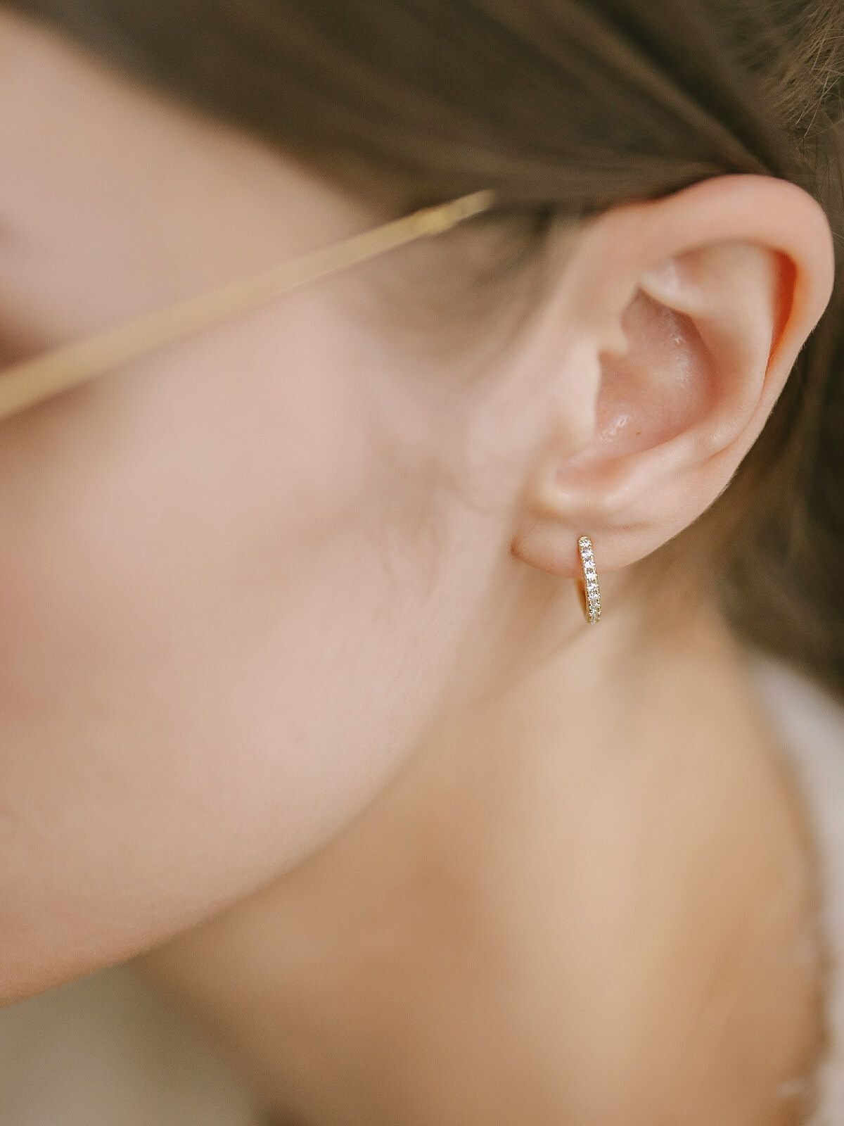 金属アレルギー対応ピアスフープ小さめジルコニア【kyklos-strキクロス・ストレート】中折れ式シルバー925フープピアス18K仕上げシルバーピアスゴールドk18小ぶりピアスSilver92518金ニッケルフリーピアスシンプルレディースキラキラ