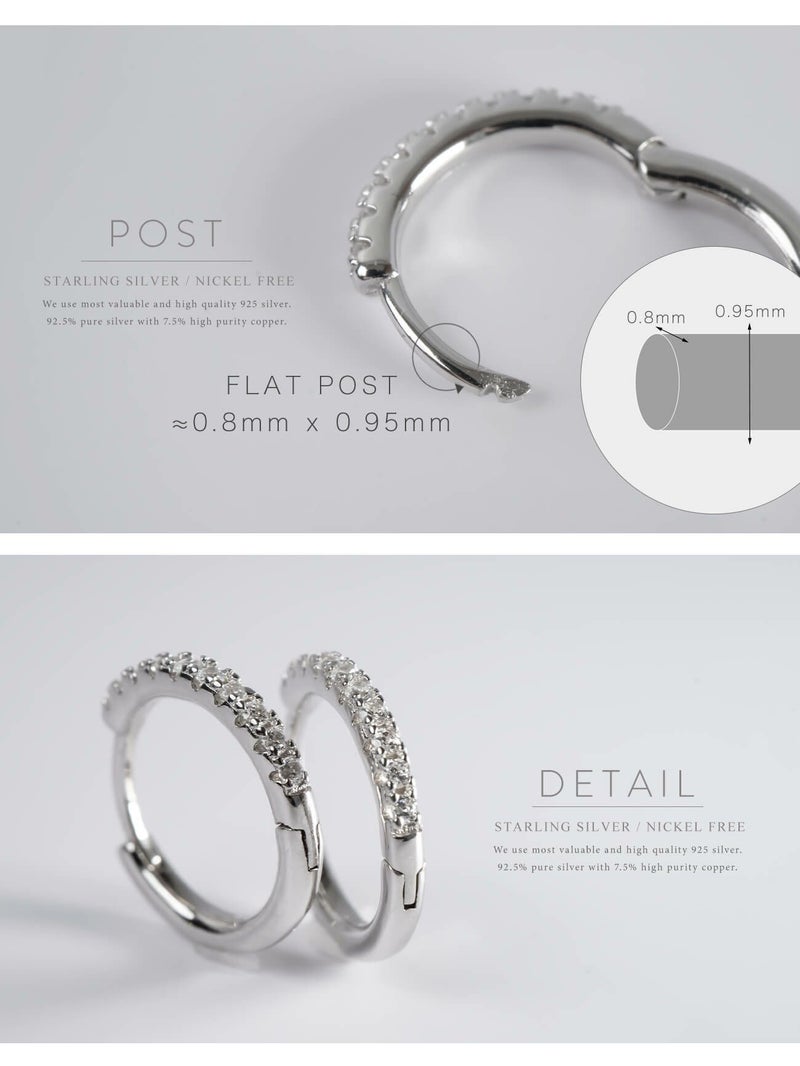 金属アレルギー対応ピアスフープ小さめジルコニア【kyklos-strキクロス・ストレート】中折れ式シルバー925フープピアス18K仕上げシルバーピアスゴールドk18小ぶりピアスSilver92518金ニッケルフリーピアスシンプルレディースキラキラ