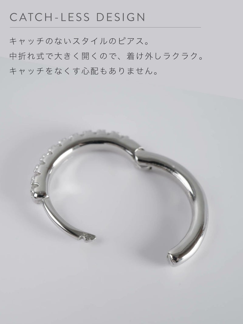 金属アレルギー対応ピアスフープ小さめジルコニア【kyklos-strキクロス・ストレート】中折れ式シルバー925フープピアス18K仕上げシルバーピアスゴールドk18小ぶりピアスSilver92518金ニッケルフリーピアスシンプルレディースキラキラ