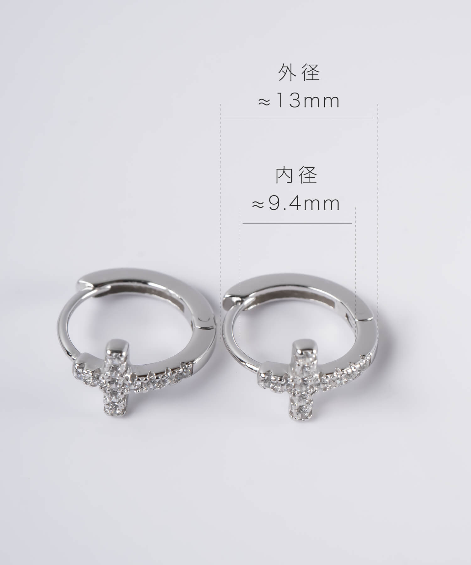 ジルコニア 小ぶり フープピアス kyklos-cros キクロス・クロス