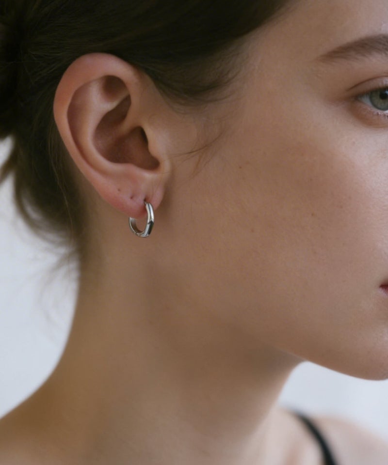 金属アレルギー対応ピアスフープ小さめ【kyklos-waveキクロス・ウェーブ】幾何学ウェーブピアス18k仕上げフープ中折れ式シルバー925フープピアスシルバーゴールドk18小ぶりピアス18金六角ニッケルフリーシンプルピアスレディース