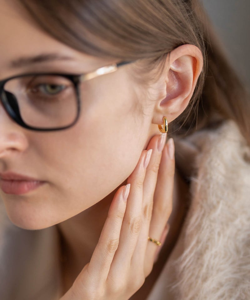 金属アレルギー対応ピアスフープ小さめ【kyklos-waveキクロス・ウェーブ】幾何学ウェーブピアス18k仕上げフープ中折れ式シルバー925フープピアスシルバーゴールドk18小ぶりピアス18金六角ニッケルフリーシンプルピアスレディース