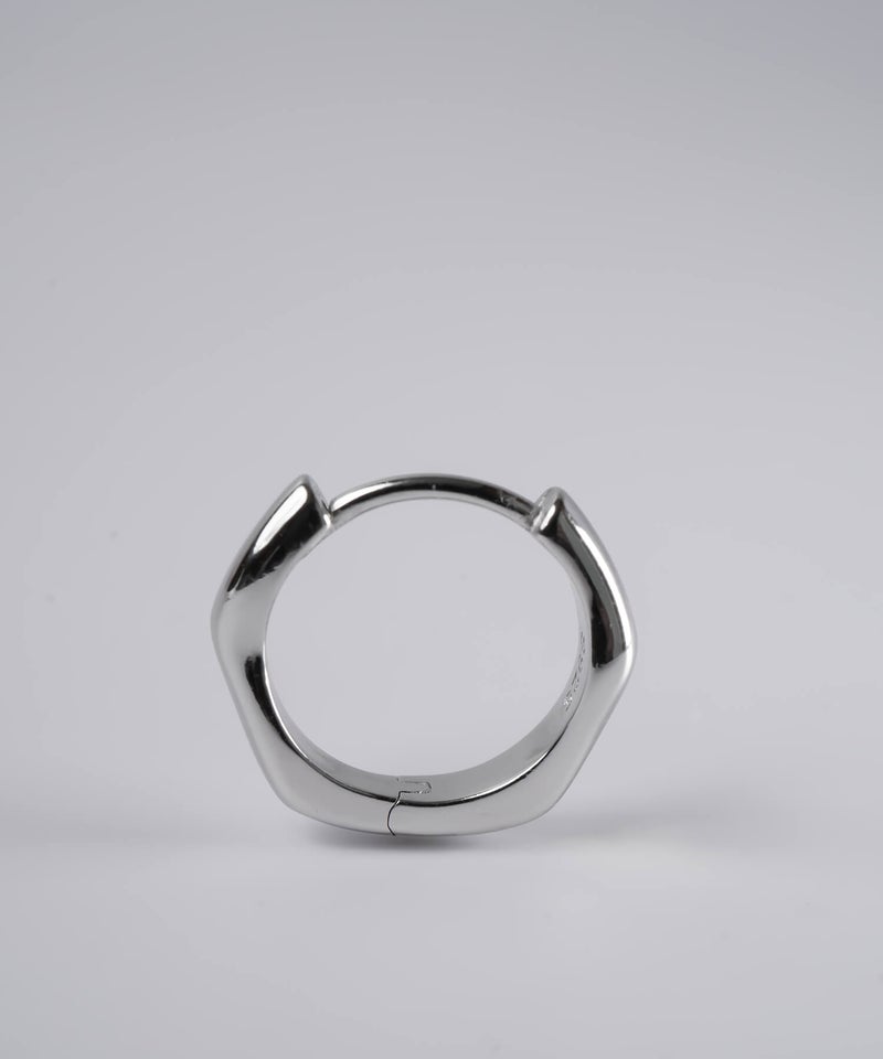 金属アレルギー対応ピアスフープ小さめ【kyklos-waveキクロス・ウェーブ】幾何学ウェーブピアス18k仕上げフープ中折れ式シルバー925フープピアスシルバーゴールドk18小ぶりピアス18金六角ニッケルフリーシンプルピアスレディース