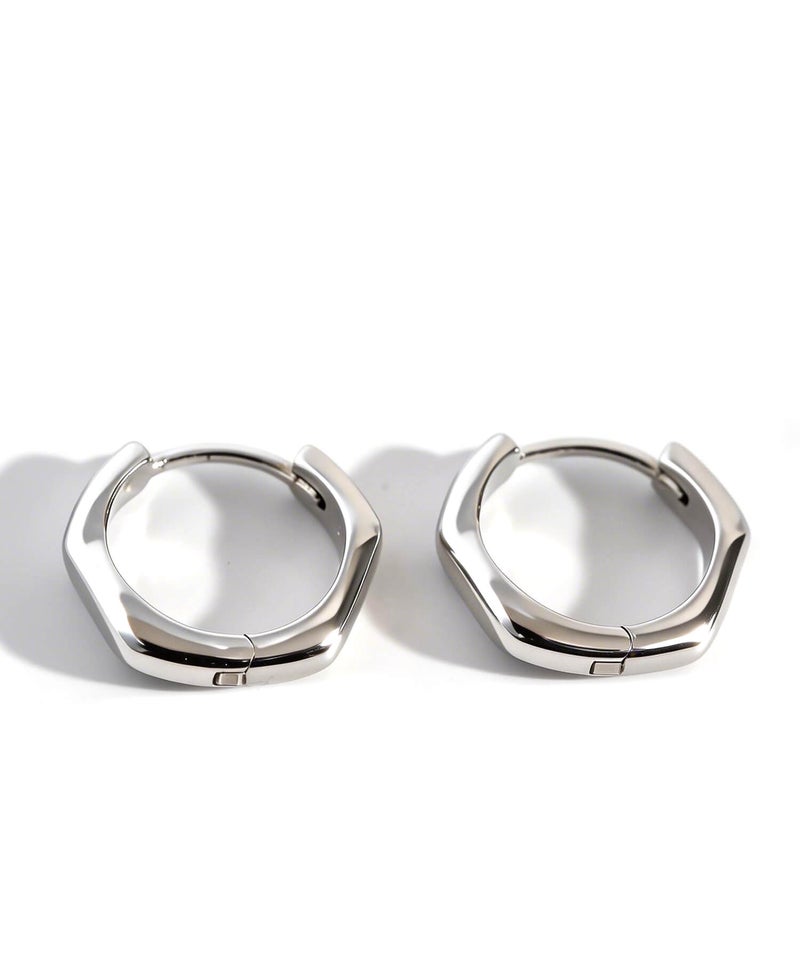 金属アレルギー対応ピアスフープ小さめ【kyklos-waveキクロス・ウェーブ】幾何学ウェーブピアス18k仕上げフープ中折れ式シルバー925フープピアスシルバーゴールドk18小ぶりピアス18金六角ニッケルフリーシンプルピアスレディース