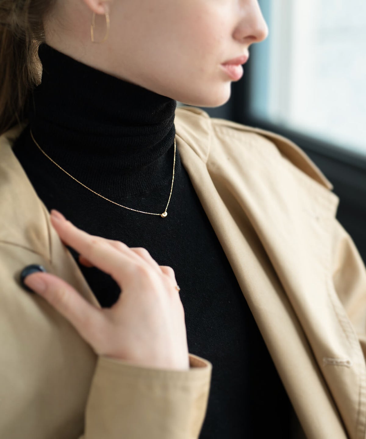 18kネックレスチェーンイエローゴールド【MOLLICAモリカ】18金金属アレルギー対応レディースジュエリーネックレスアクセサリーk18クリスマスギフト女性プレゼント大人カジュアルおしゃれシンプルぷっくりハートエッグモチーフ楕円