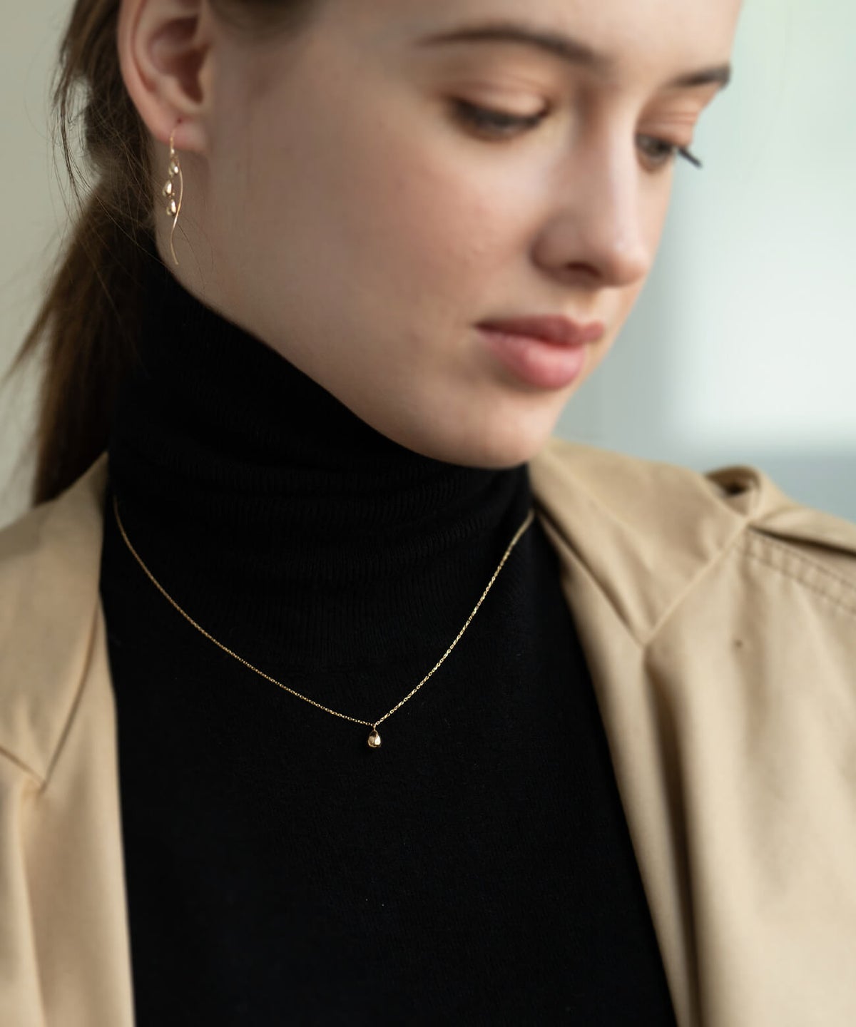 18kネックレスチェーンイエローゴールド【MOLLICAモリカ】18金金属アレルギー対応レディースジュエリーネックレスアクセサリーk18クリスマスギフト女性プレゼント大人カジュアルおしゃれシンプルぷっくりハートエッグモチーフ楕円