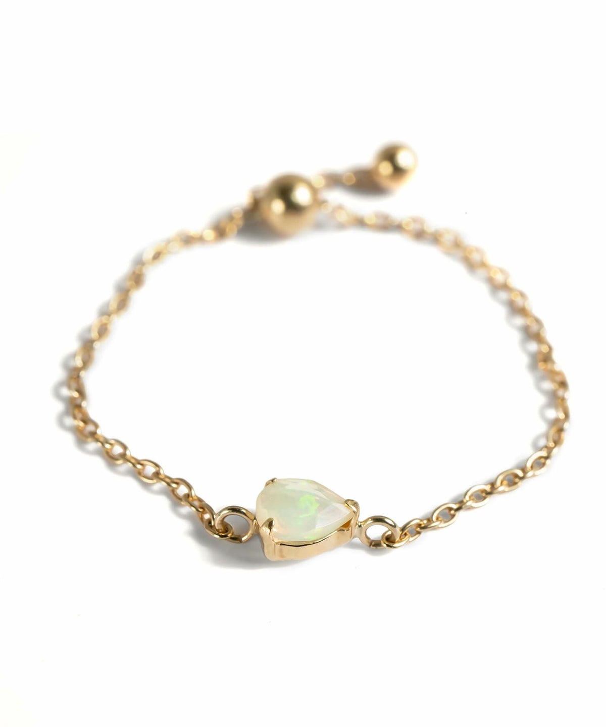 リング指輪18kゴールドレディース【megrez-gemsメグレズ】天然石18金k18チェーンリングフリーサイズ調整可金属アレルギー対応細い繊細極細華奢トゥリングパワーストーンオパールアクアマリンリング重ねづけトレンドクリスマスプレゼント