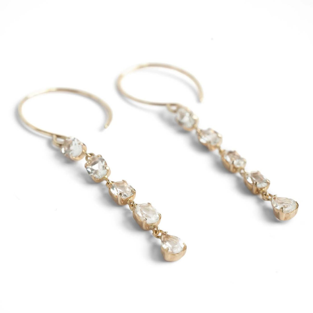 5連ピアス揺れるかわいい天然石金属アレルギー対応【tresor-cinq-peトレゾール・サンク】ピアス10K10金k10ホワイトトパーズシトリン小さめピアス小ぶり大人おしゃれピアスシンプル小さい誕生石エレガント石パワーストーンお守り繊細