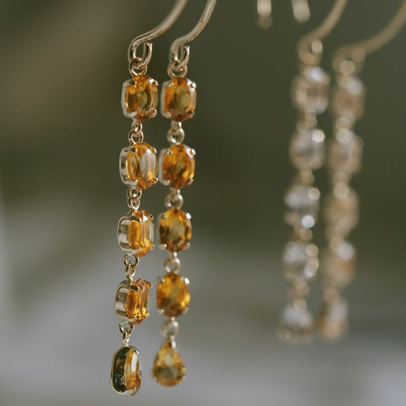 5連ピアス揺れるかわいい天然石金属アレルギー対応【tresor-cinq-peトレゾール・サンク】ピアス10K10金k10ホワイトトパーズシトリン小さめピアス小ぶり大人おしゃれピアスシンプル小さい誕生石エレガント石パワーストーンお守り繊細