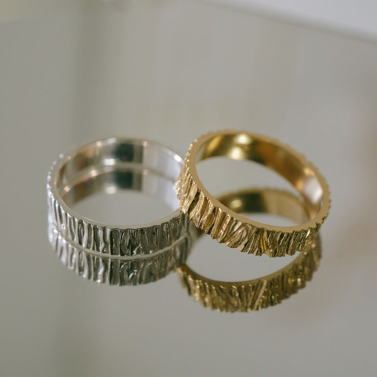 木目調リングレディース太めごつめ指輪シルバーk18仕上げ【mielikki-koivu-ringミエリッキ・コイヴ】ワイドリング幅広マットゴールドマットシルバーシルバー925シンプル18金リングシンプルゴールドシルバーリングニッケルフリーファッションリング