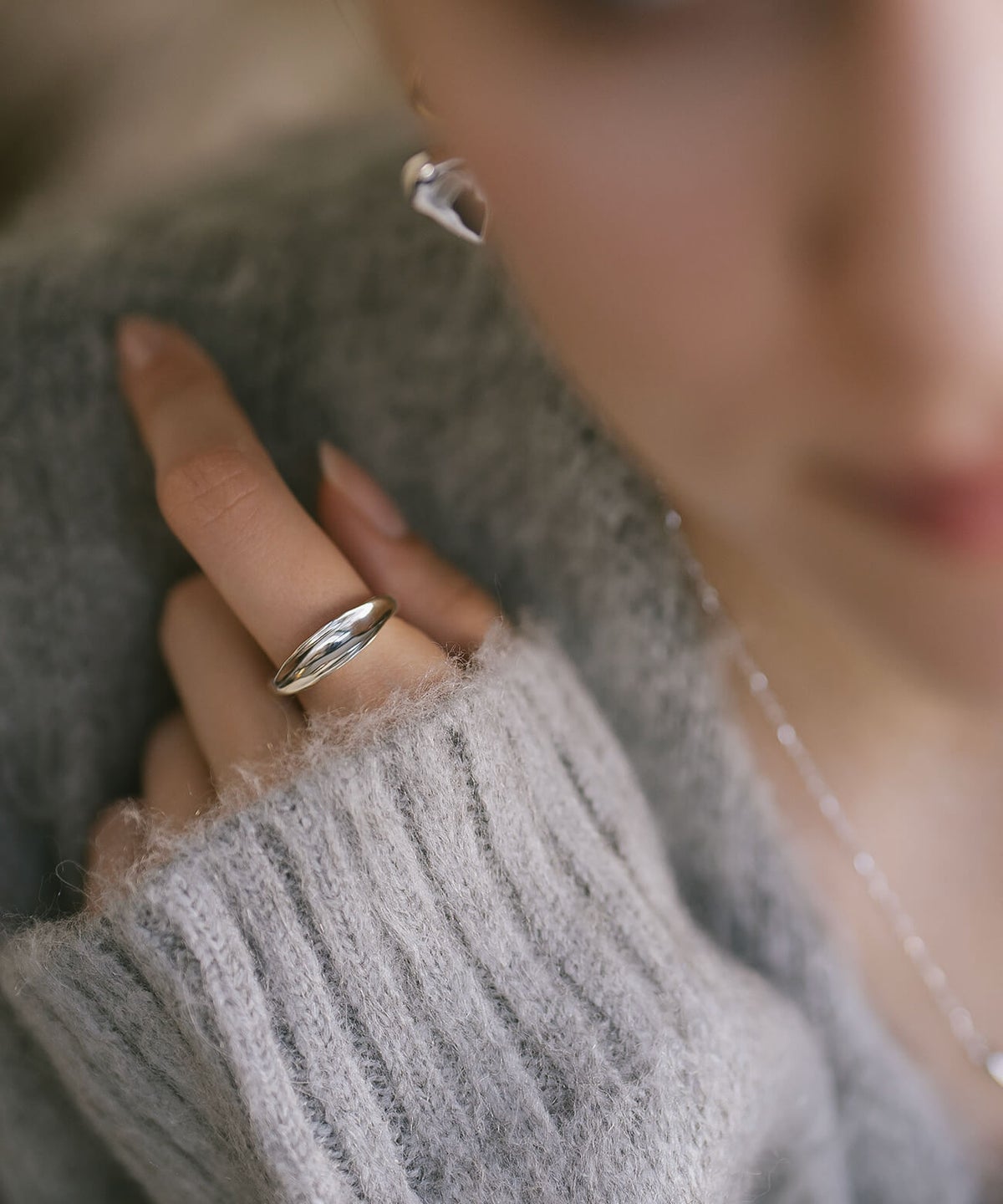指輪レディースおしゃれリング太めごつめシルバーk18仕上げ【mielikki-tuuli-ringミエリッキ・トゥーリ】ワイド幅広シルバー925シンプル18金リングシンプルゴールドシルバーリングニッケルフリーファッションリング