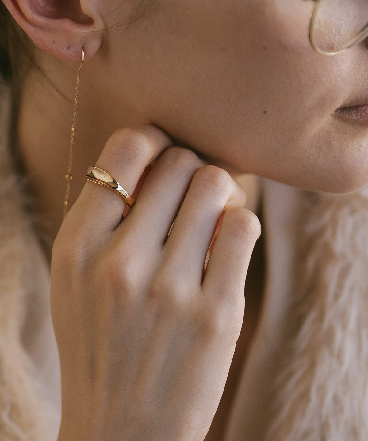 指輪レディースおしゃれリング太めごつめシルバーk18仕上げ【mielikki-tuuli-ringミエリッキ・トゥーリ】ワイド幅広シルバー925シンプル18金リングシンプルゴールドシルバーリングニッケルフリーファッションリング