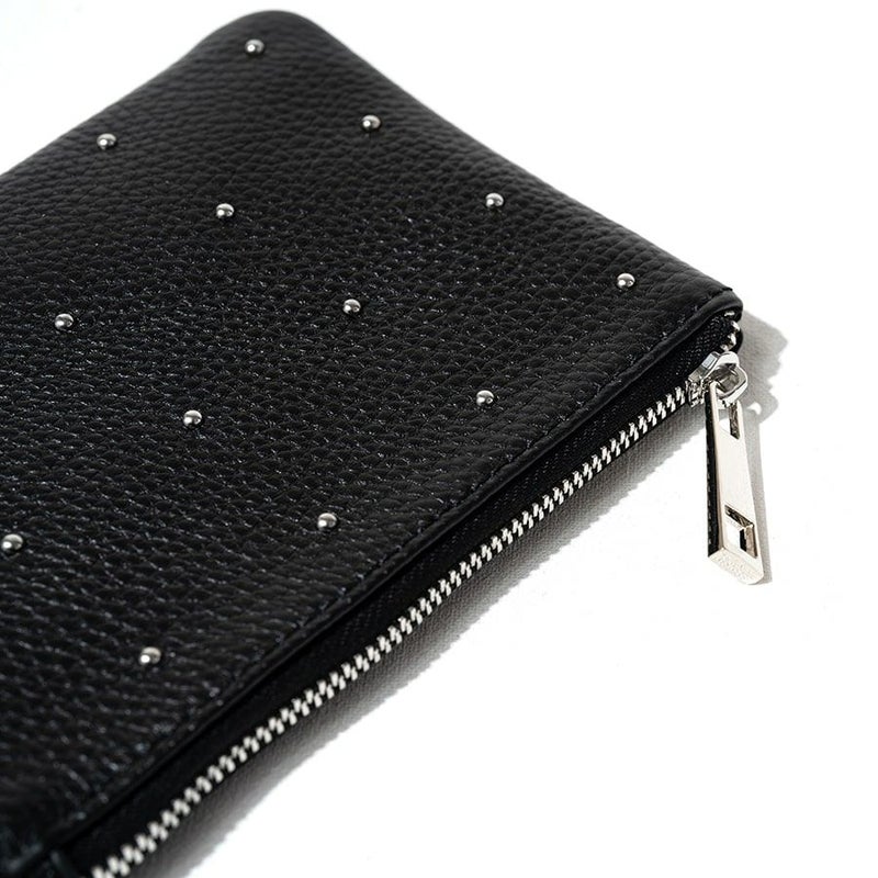 ポーチレディース大人本革牛革レザーポーチドット水玉スタッズ上品【DotleatherpouchドットレザーポーチSサイズ】スクエアかわいいおしゃれ通勤通学旅ギフトプレゼントブランドHAYNIヘイニ