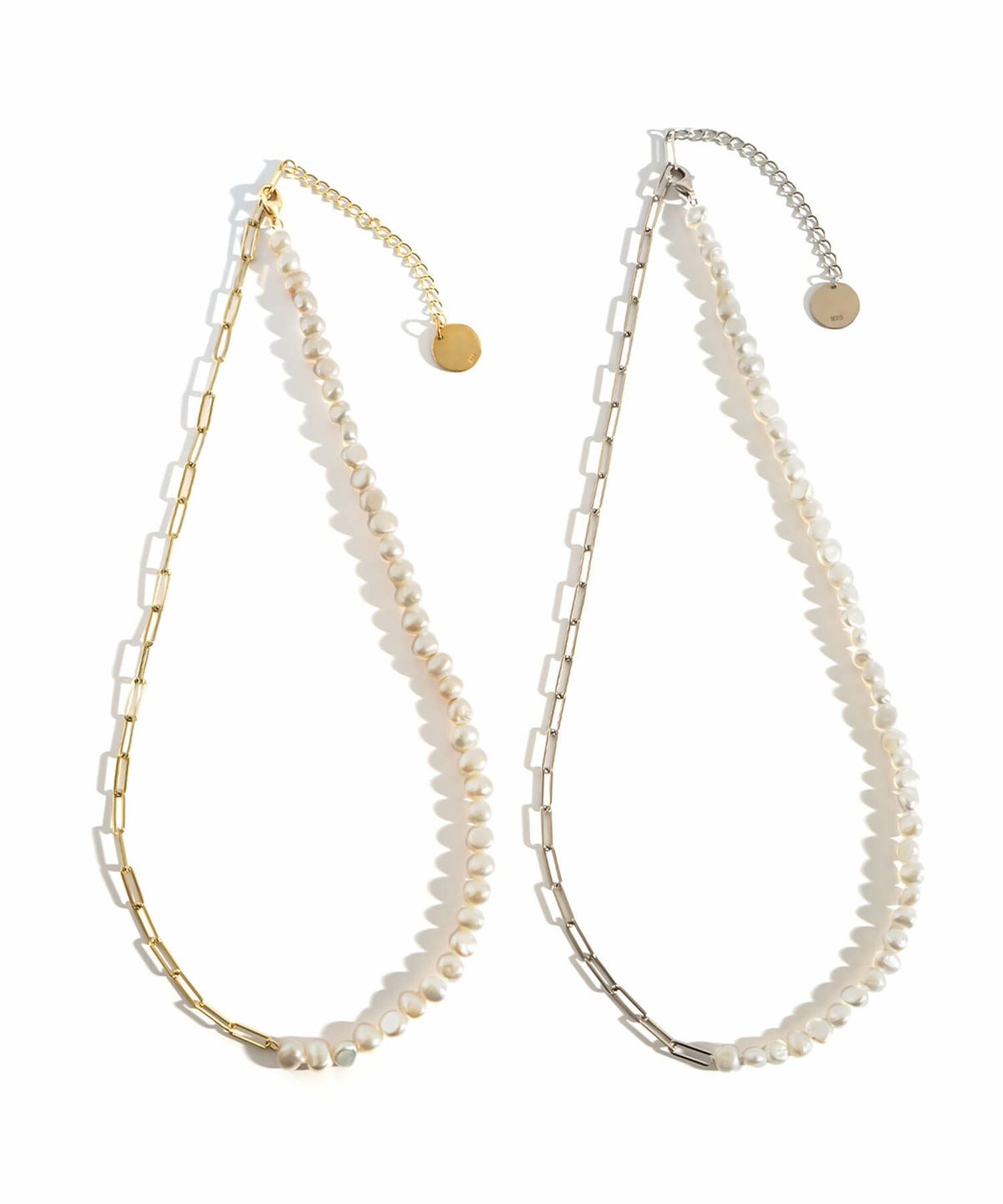 パールネックレスバロックパールレディースシンプル【Afrizo-Miktos-NKアフリジオ・ミクトス】小粒シルバーゴールドネックレスチェーン金属アレルギー対応シルバー925silver925小豆チェーン長さ40cm+5cmおしゃれ大人