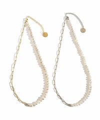 パールネックレスバロックパールレディースシンプル【Afrizo-Miktos-NKアフリジオ・ミクトス】小粒シルバーゴールドネックレスチェーン金属アレルギー対応シルバー925silver925小豆チェーン長さ40cm+5cmおしゃれ大人