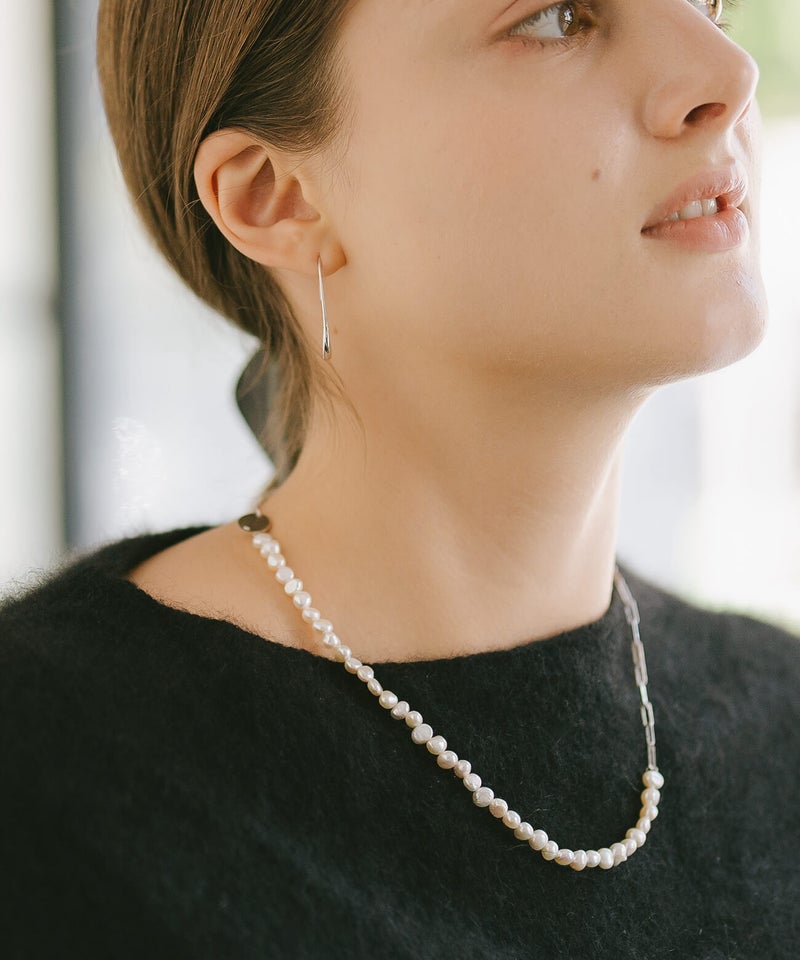 パールネックレスバロックパールレディースシンプル【Afrizo-Miktos-NKアフリジオ・ミクトス】小粒シルバーゴールドネックレスチェーン金属アレルギー対応シルバー925silver925小豆チェーン長さ40cm+5cmおしゃれ大人