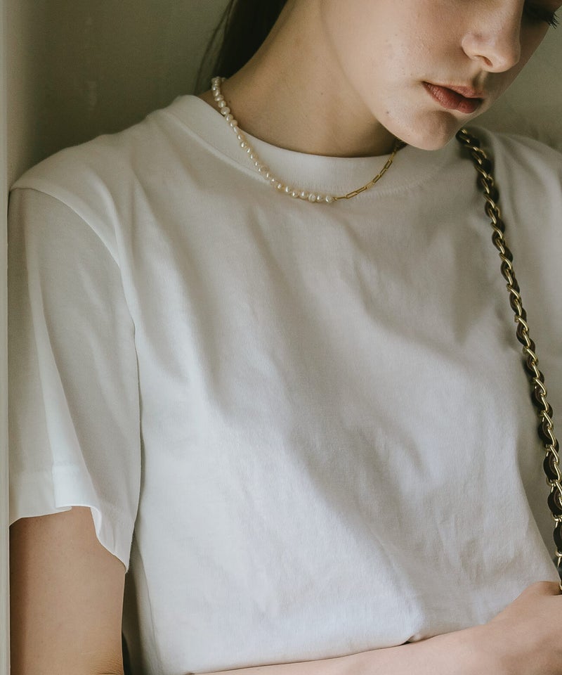 パールネックレスバロックパールレディースシンプル【Afrizo-Miktos-NKアフリジオ・ミクトス】小粒シルバーゴールドネックレスチェーン金属アレルギー対応シルバー925silver925小豆チェーン長さ40cm+5cmおしゃれ大人