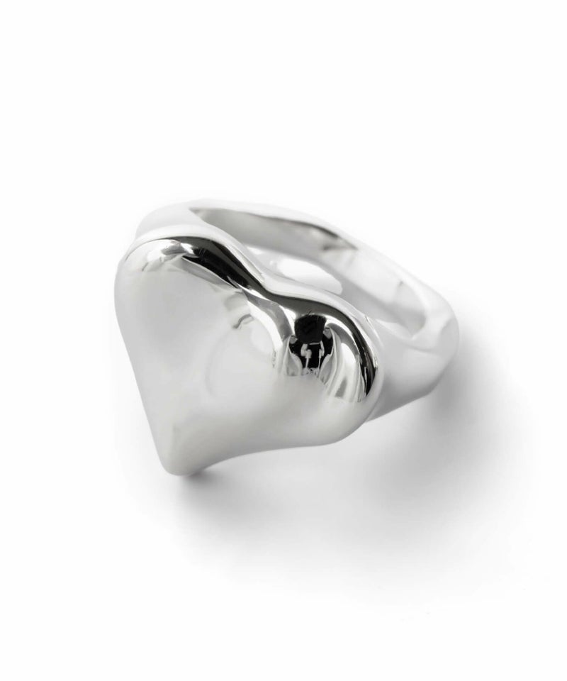 リングレディースメンズシルバー925ゴールド指輪【mellow-heart-ringメロウハート】シルバーリング太めハートシルバー925k18仕上げフラットリング槌目18k18金シンプルゴールド18K仕上げシルバーリング`