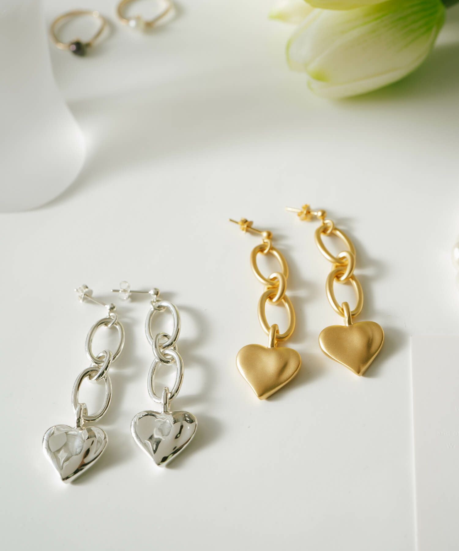 No.315 ハートチャームのピアス ゴールド ピアス ハート チェーン【mellow-heart-chain-pe メロウ・ハート
