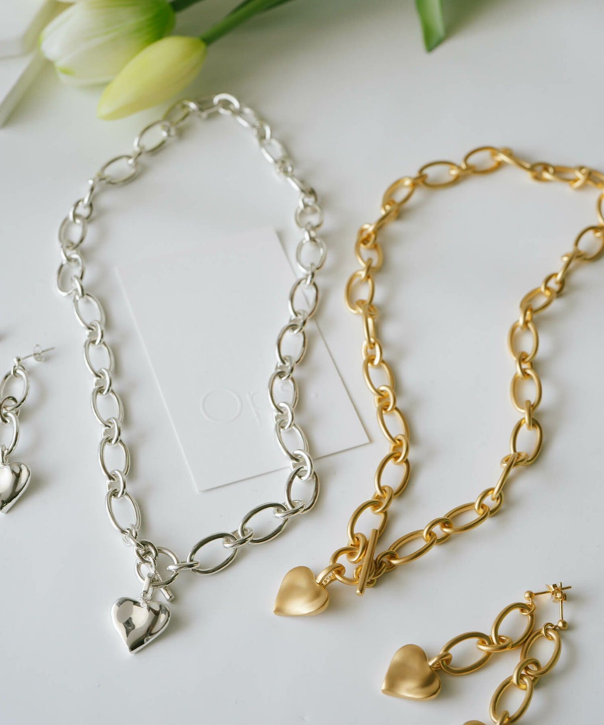 シルバー925ネックレスチェーンゴールド太め【mellow-heart-chain-nkメロウ・ハート】ハートネックレス金属アレルギー18金仕上げネックレスチェーンk18レディースシンプルネックレスチェーン50cmチェーンネックレスプレゼント女性誕生日