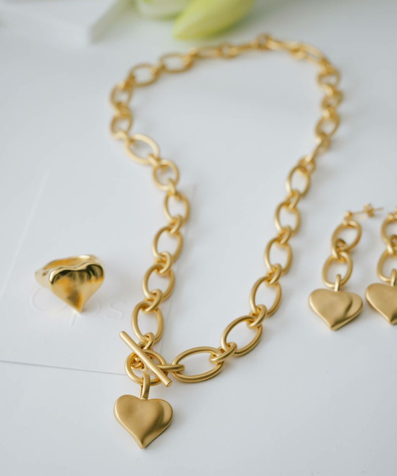 シルバー925ネックレスチェーンゴールド太め【mellow-heart-chain-nkメロウ・ハート】ハートネックレス金属アレルギー18金仕上げネックレスチェーンk18レディースシンプルネックレスチェーン50cmチェーンネックレスプレゼント女性誕生日