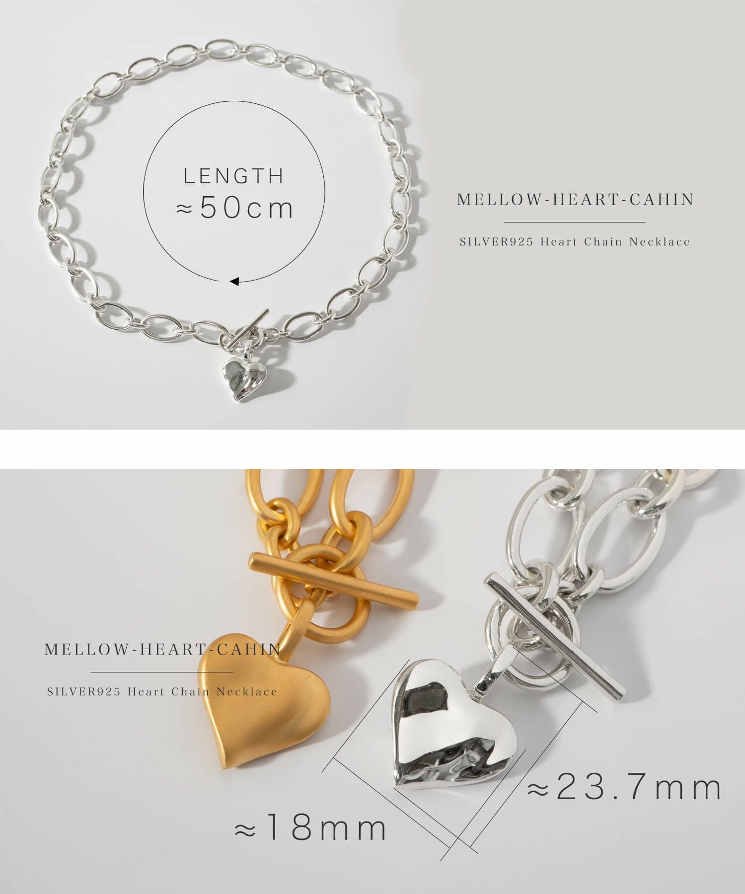 シルバー925 ネックレス チェーン ゴールド 【mellow-heart-chain-nk