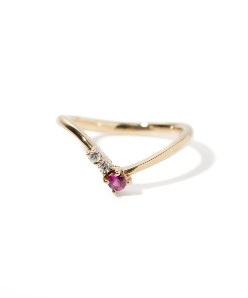 リング天然石カラーストーン指輪k10華奢【terra-kladiaテラ・クラディア】Vシェイプゴールド10kエメラルドルビーリング重ねづけ金属アレルギー対応誕生石リングパワーストーンお守り指輪レディースおしゃれプレゼント女性誕生日30代40代50代