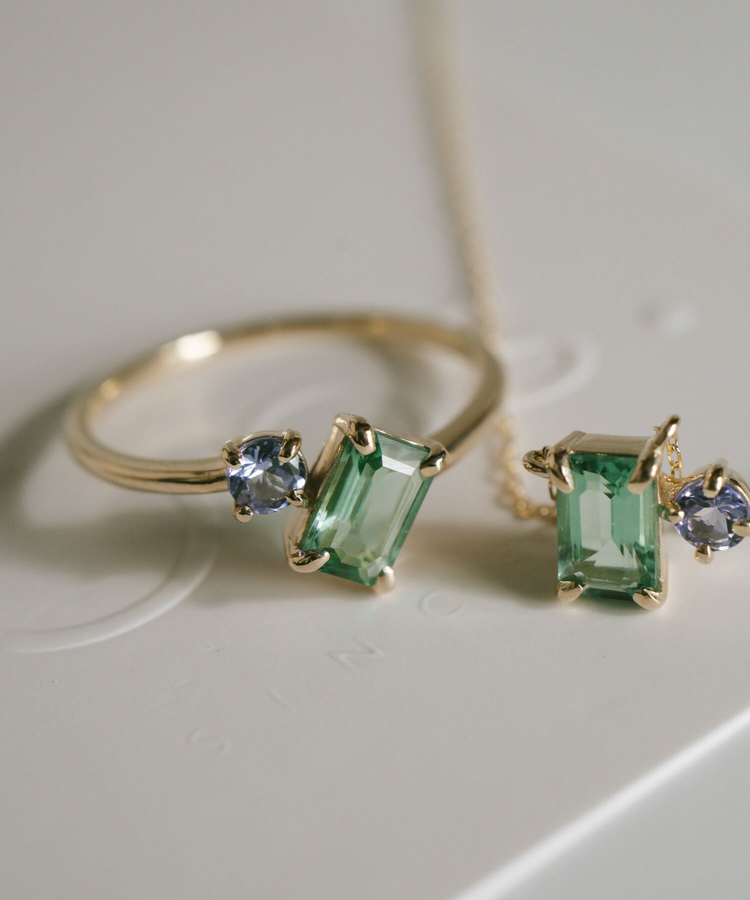 グリーンクオーツ タンザナイト リング 【tetra-ett-ring テトラ