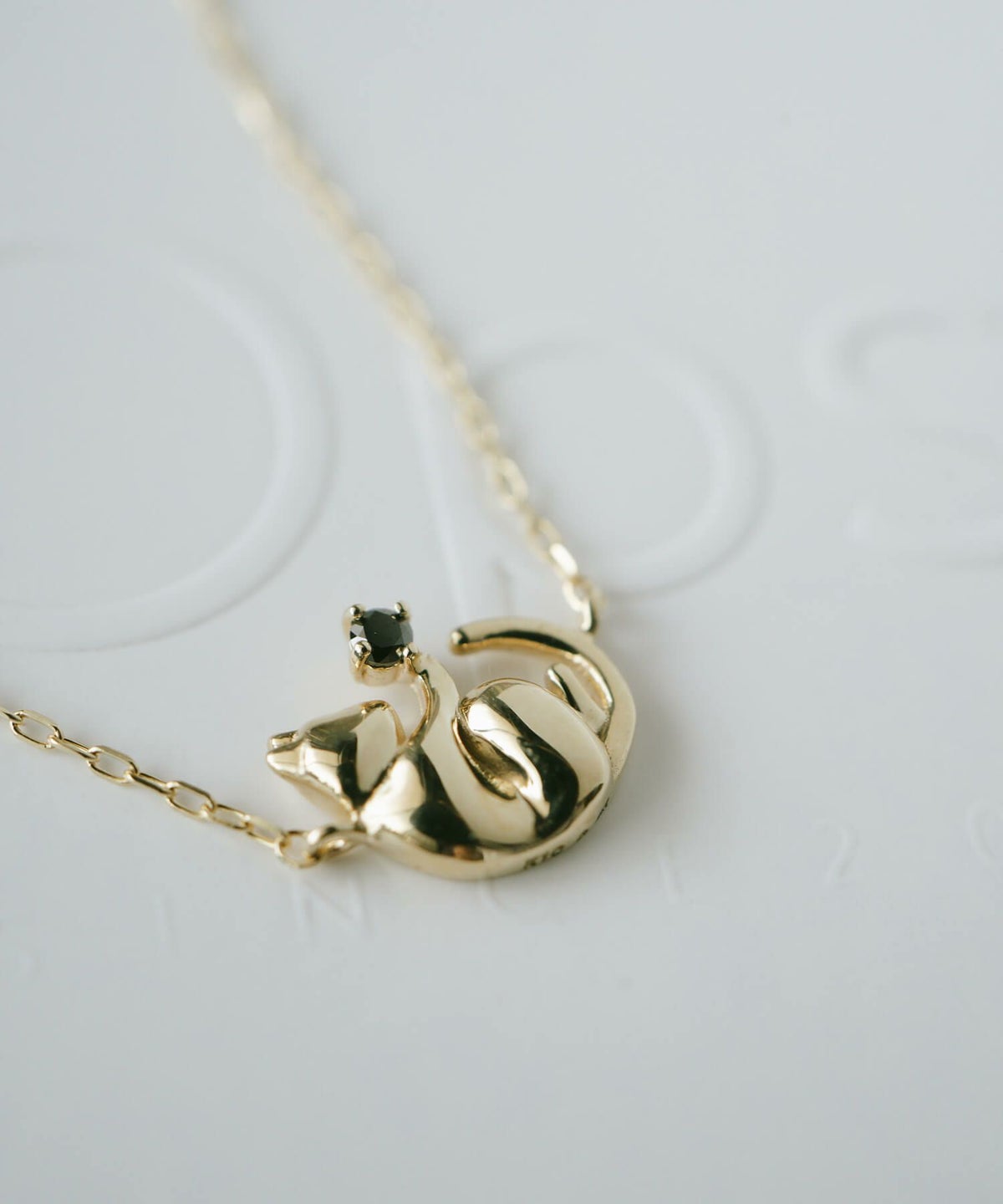 10K ダイヤモンド ネコ ネックレス チェーン ゴールド