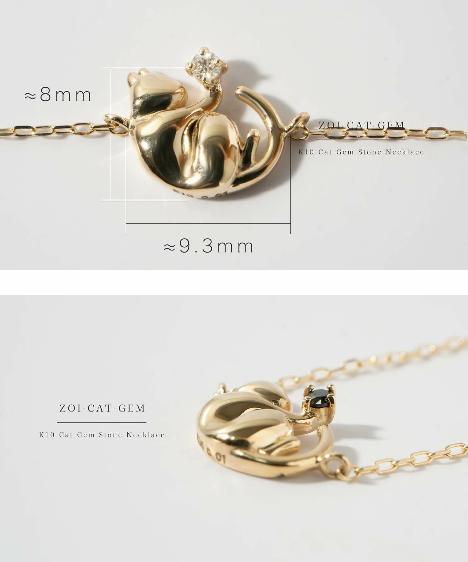 ネコネックレス 10K ネックレス チェーン ゴールド【zoi-cat-gem-nk ゾイ・キャット