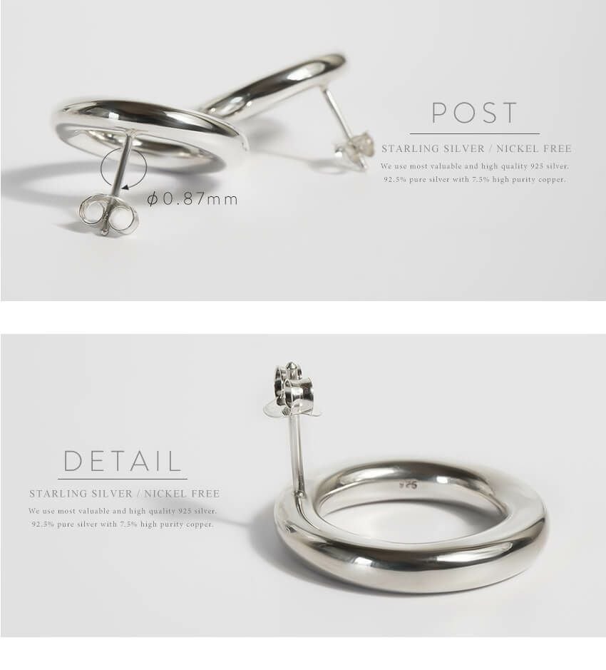 シルバー925ピアス金属アレルギー対応18K仕上げ【AUREOLAアウレオラシリーズ】フープピアスピアスシンプルゴールド大ぶり大きめピアスフープアーチSilver925k1818金ニッケルフリーピアスシンプル