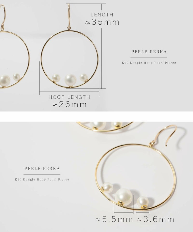 パールピアス揺れるフープ【perle-perkaペルル・ペルカ】淡水パールフープピアスゴールド細いピアス金属アレルギー対応10金パールピアスK1010K真珠ピアス普段使い誕生日プレゼント女性かわいい20代30代40代50代母親60代70代義母