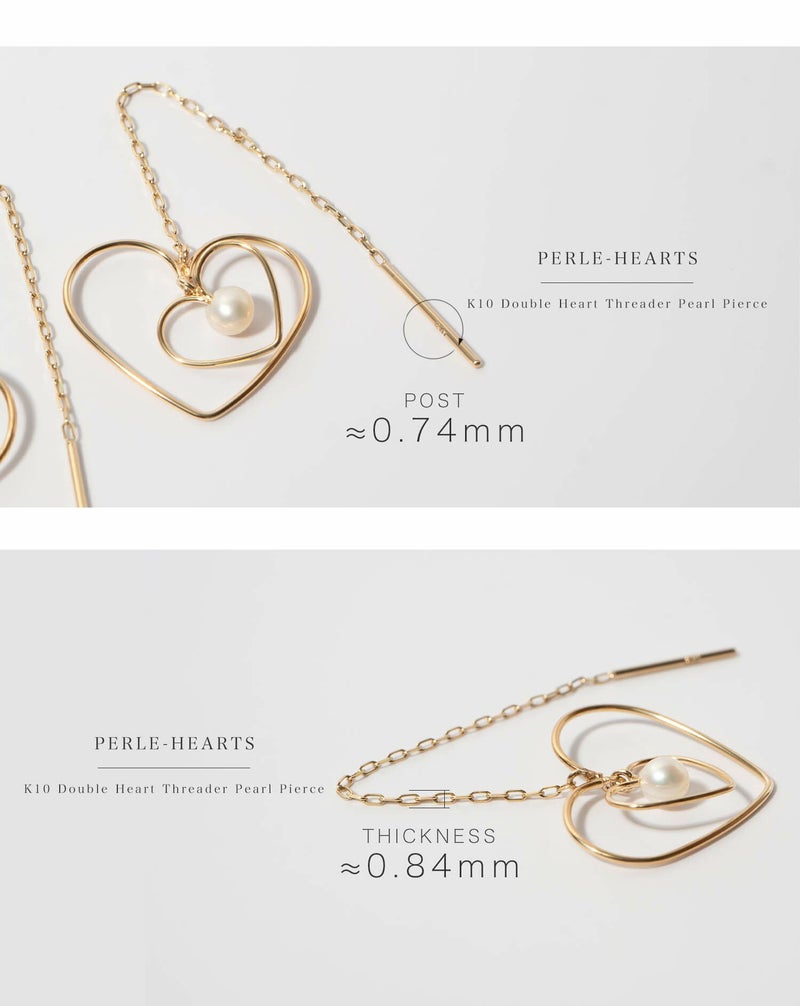 パールピアス揺れるハートピアスキラキラ【perle-hearts-peペルレ・ハーツ】淡水パールフープピアスゴールド細いピアス金属アレルギー対応10金パールピアスK1010K真珠ピアス普段使い誕生日プレゼント女性かわいい20代30代40代50代母親60代